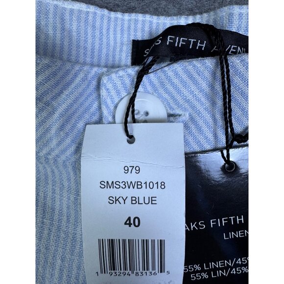 Saks Fifth Avenue Shorts Mens 40 Blue Linen Sky Resort Dressy Beach Lightweight - Picture 2 of 10